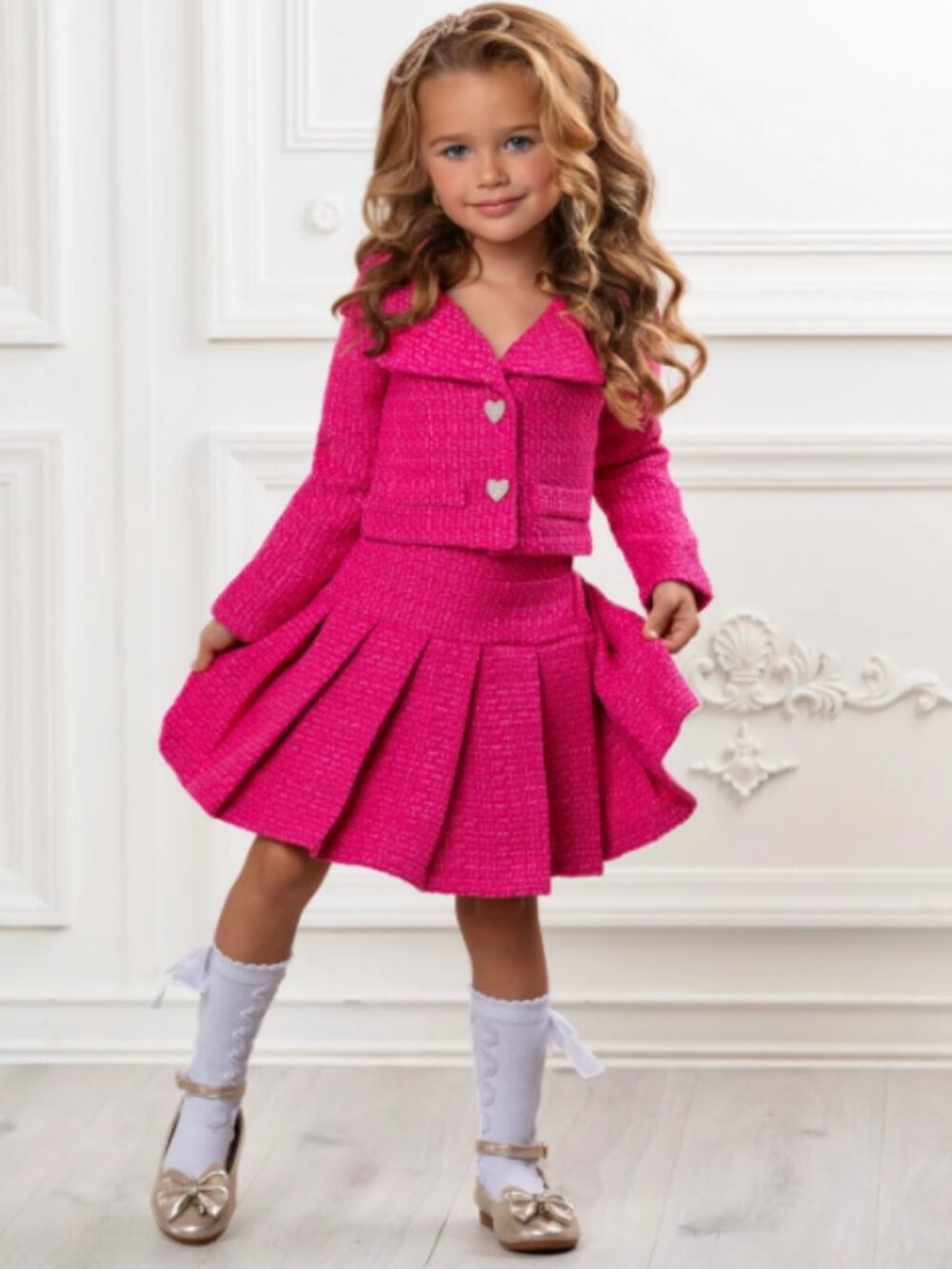 Mia Belle Girls Blazer Pleated Skirt Set Girls Elevated Casual